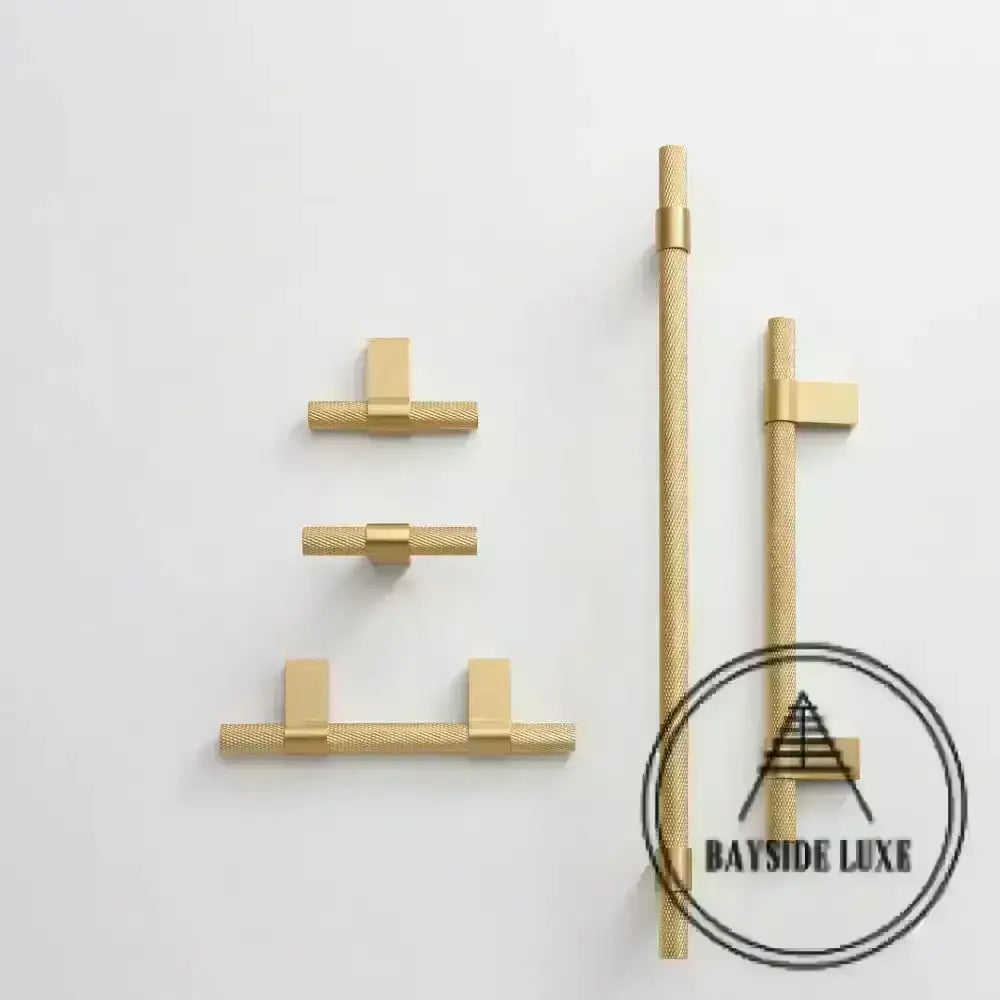 Cabinet Knobs & Handles Bayside Luxe - Scarborough Cross Knurled Handle - Brass