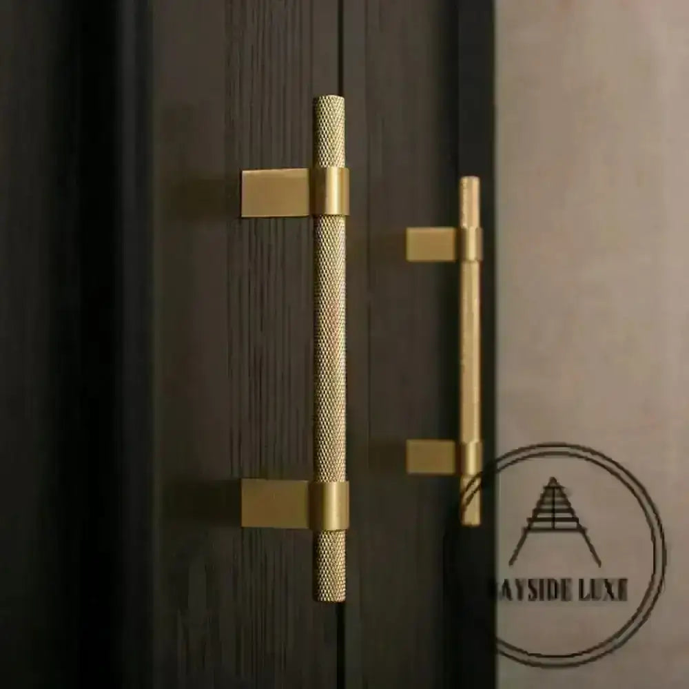 Cabinet Knobs & Handles Bayside Luxe - Scarborough Cross Knurled Handle - Brass