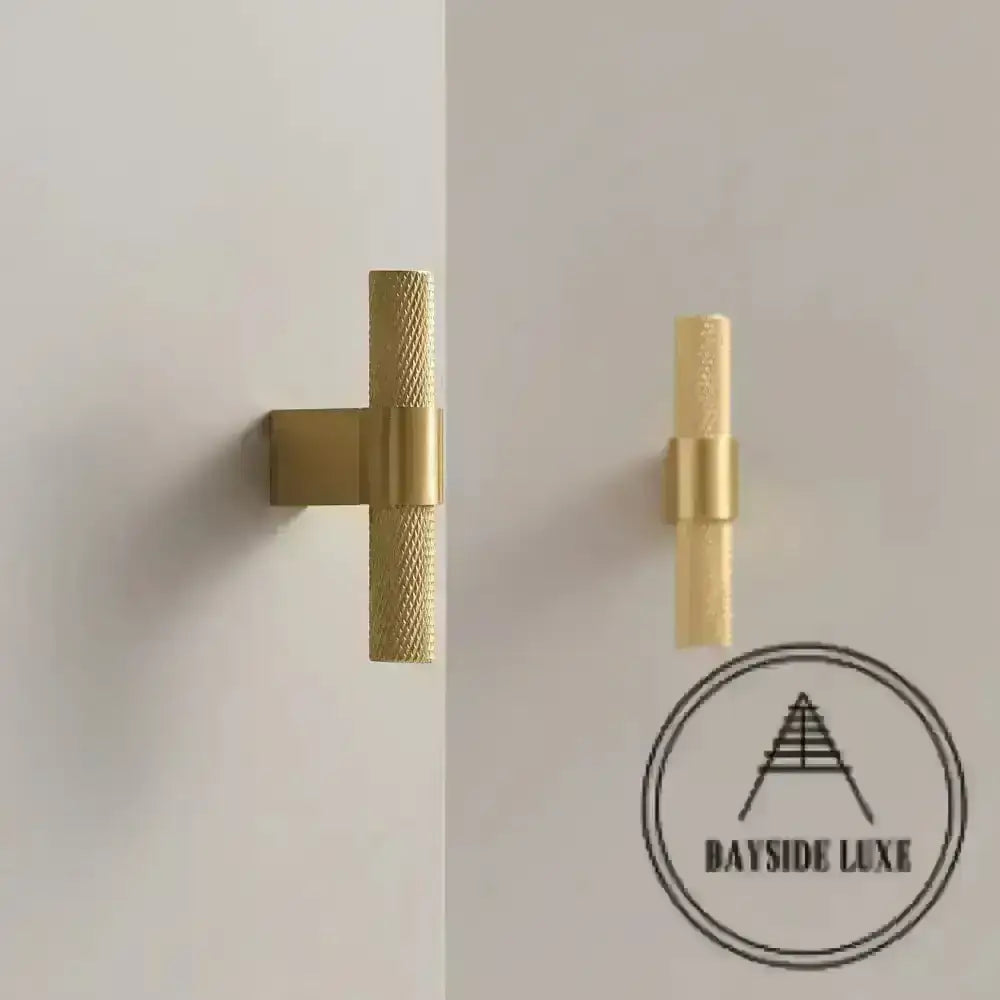 Cabinet Knobs & Handles Bayside Luxe - Scarborough Cross Knurled Handle - Brass