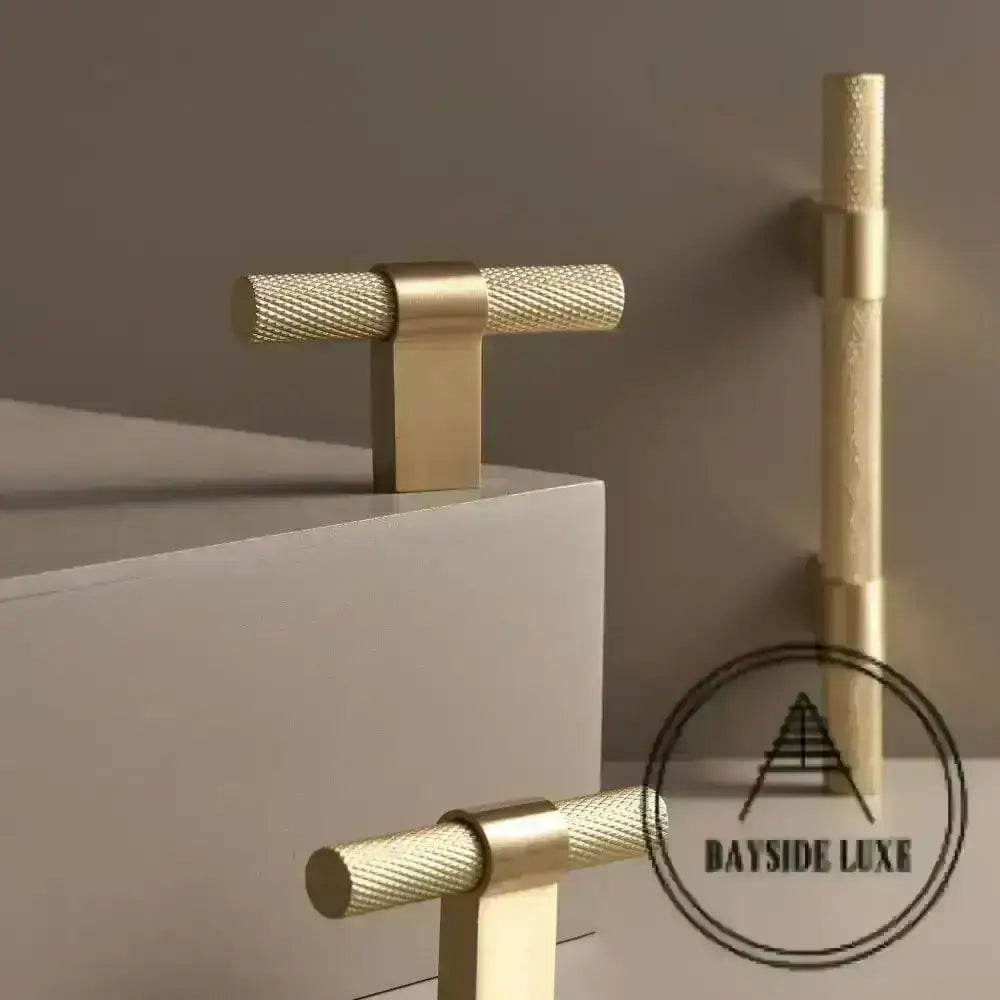 Cabinet Knobs & Handles Bayside Luxe - Scarborough Cross Knurled Handle - Brass