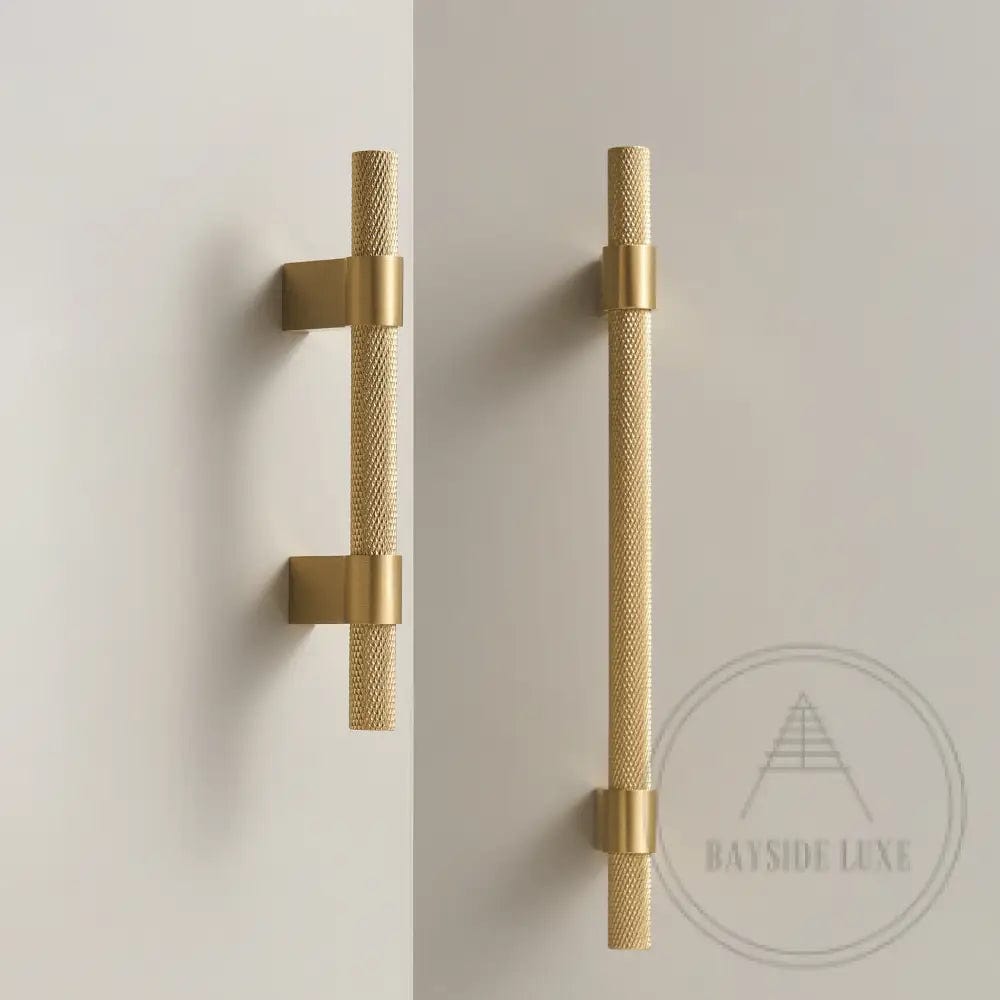 Cabinet Knobs & Handles Bayside Luxe - Scarborough Cross Knurled Handle - Brass