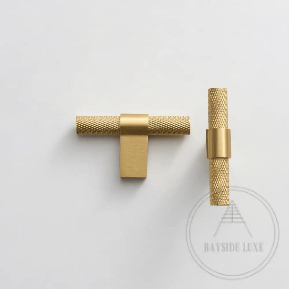 Cabinet Knobs & Handles Bayside Luxe - Scarborough Cross Knurled Handle - Brass