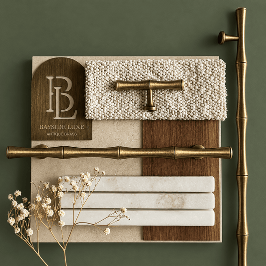 Cabinet Knobs & Handles Bayside Luxe Solid Antique Brass Bamboo Cabinetry Handles