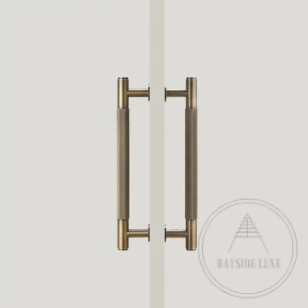 Cabinet Knobs & Handles Bayside Luxe - Sorrento Knurled Antique Brass Double Door Handle