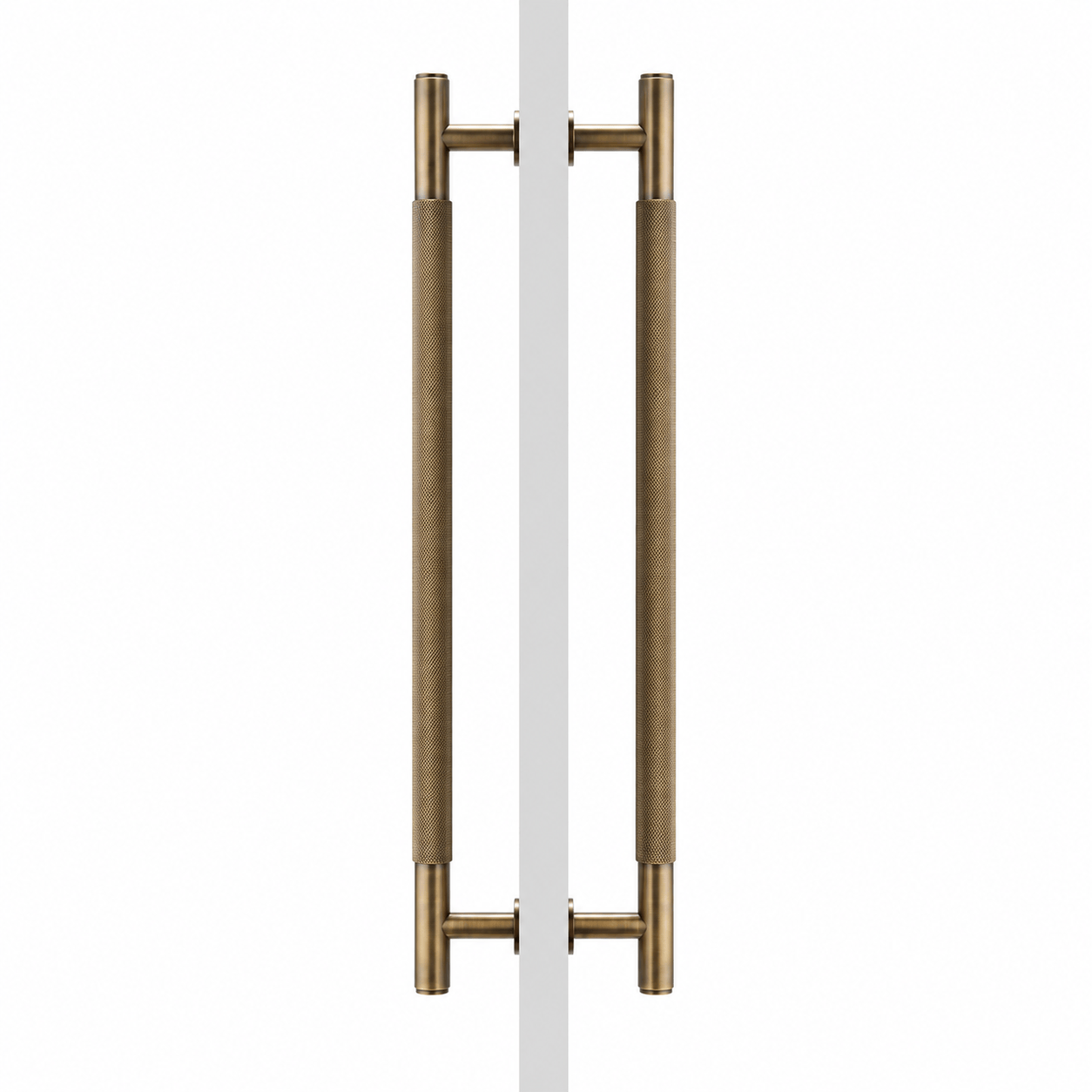 Cabinet Knobs & Handles Bayside Luxe - Sorrento Knurled Antique Brass Double Door Handle