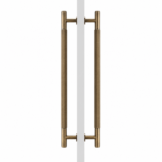 Cabinet Knobs & Handles Bayside Luxe - Sorrento Knurled Antique Brass Double Door Handle