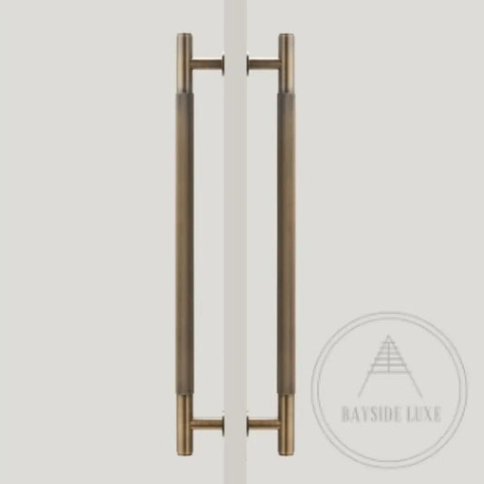 Cabinet Knobs & Handles Bayside Luxe - Sorrento Knurled Antique Brass Double Door Handle