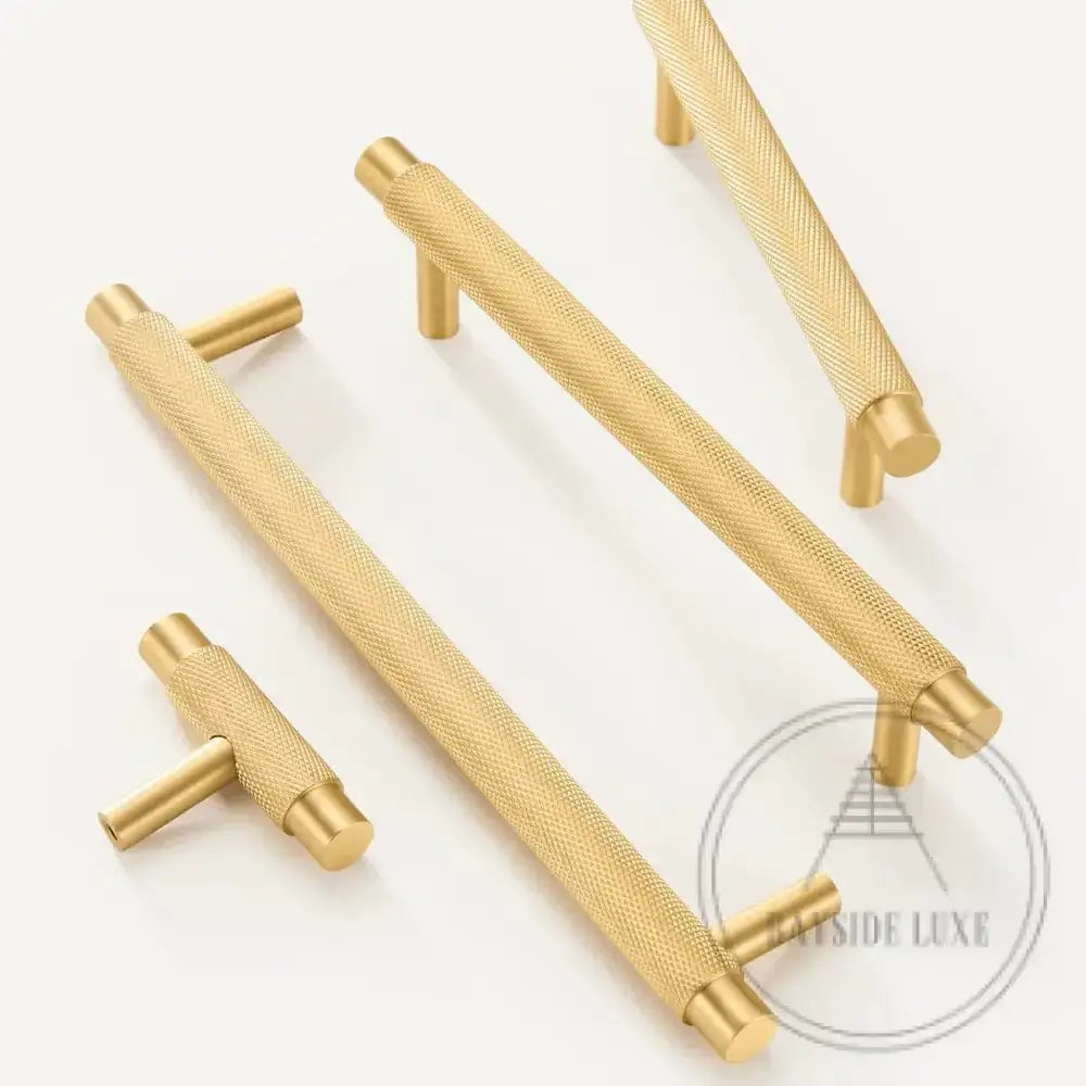 Cabinet Knobs & Handles Bayside Luxe - Sorrento Knurled Brass Handle