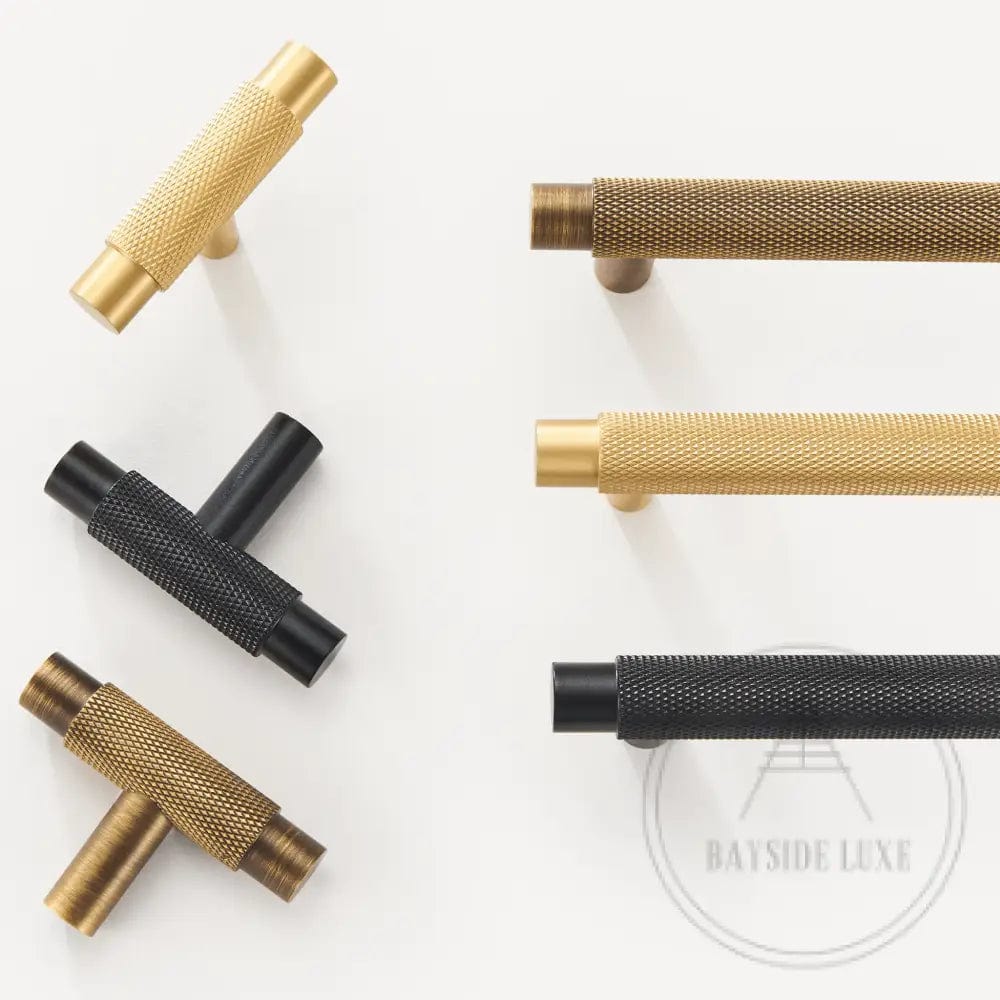 Cabinet Knobs & Handles Bayside Luxe - Sorrento Knurled Brass Handle