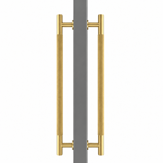 Cabinet Knobs & Handles Bayside Luxe - Sorrento Knurled Satin Brass Double Door Handle