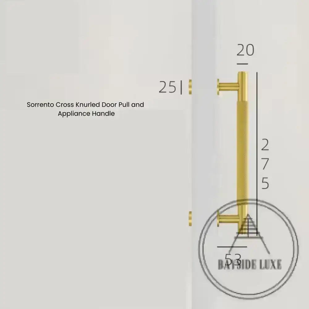 Cabinet Knobs & Handles Bayside Luxe - Sorrento Knurled Satin Brass Single Door Handle