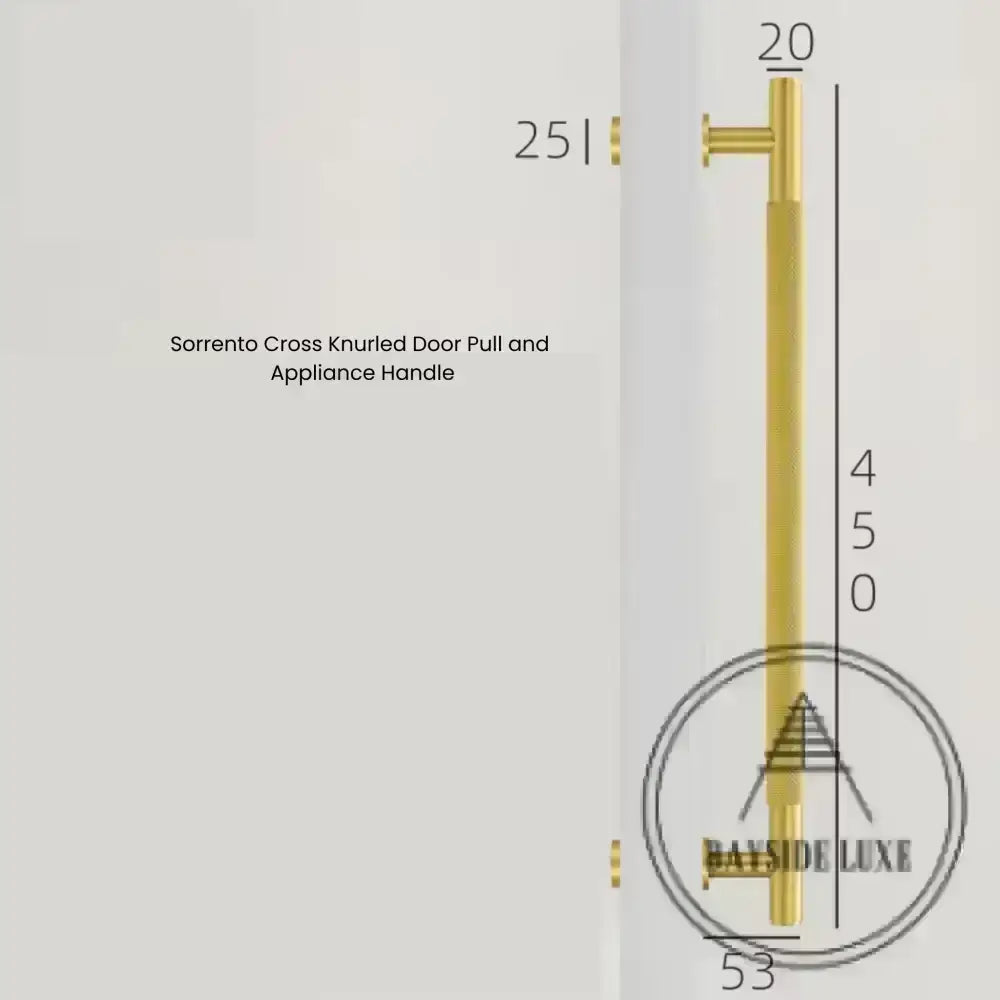 Cabinet Knobs & Handles Bayside Luxe - Sorrento Knurled Satin Brass Single Door Handle