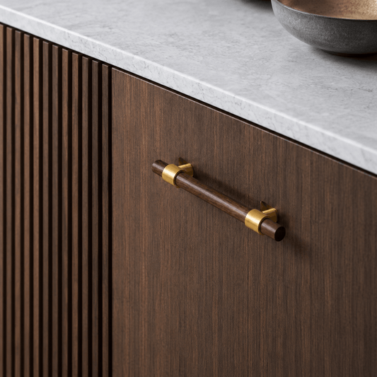 Cabinet Knobs & Handles Bayside Luxe - St Andrews Walnut and Brass Cabinetry Handles