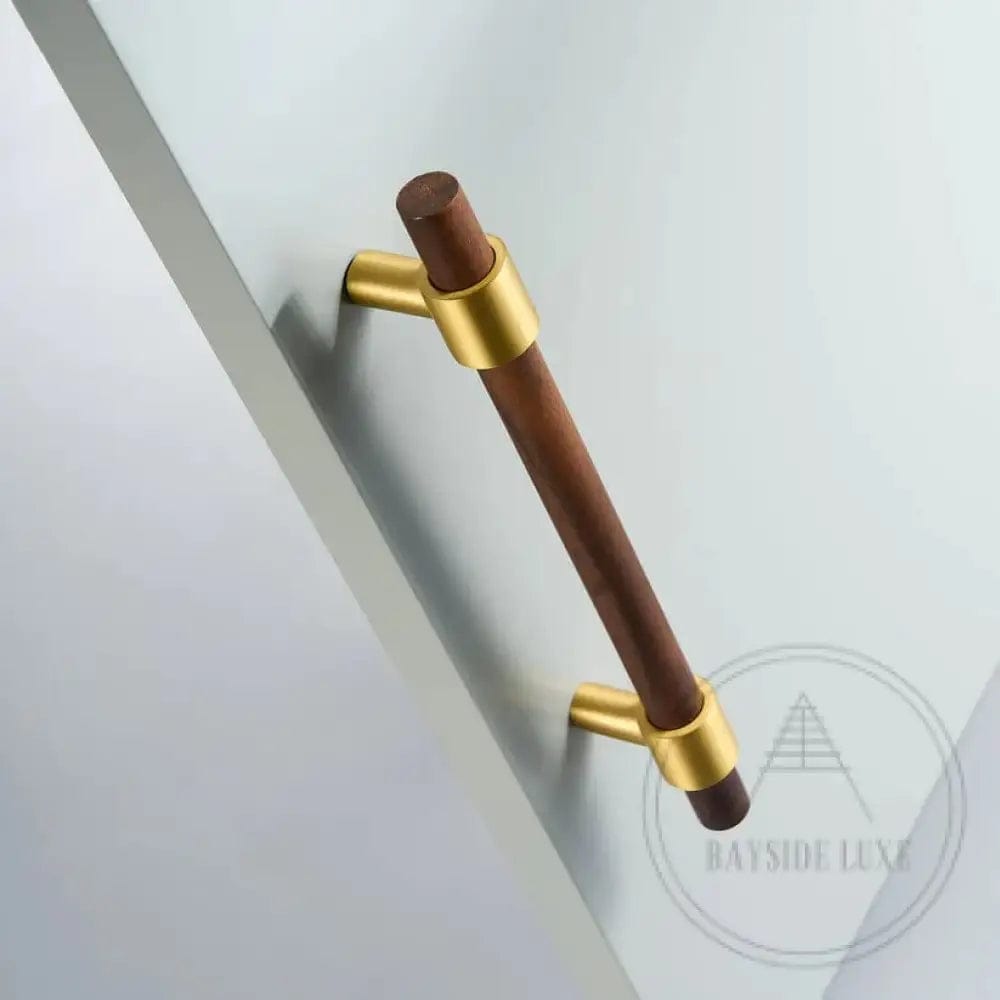 Cabinet Knobs & Handles Bayside Luxe - St Andrews Walnut and Brass Cabinetry Handles