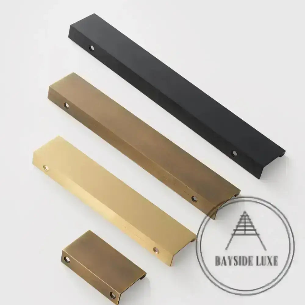 Cabinet Knobs & Handles Bayside Luxe - The Clovelly Solid Black Brass Lip Pull