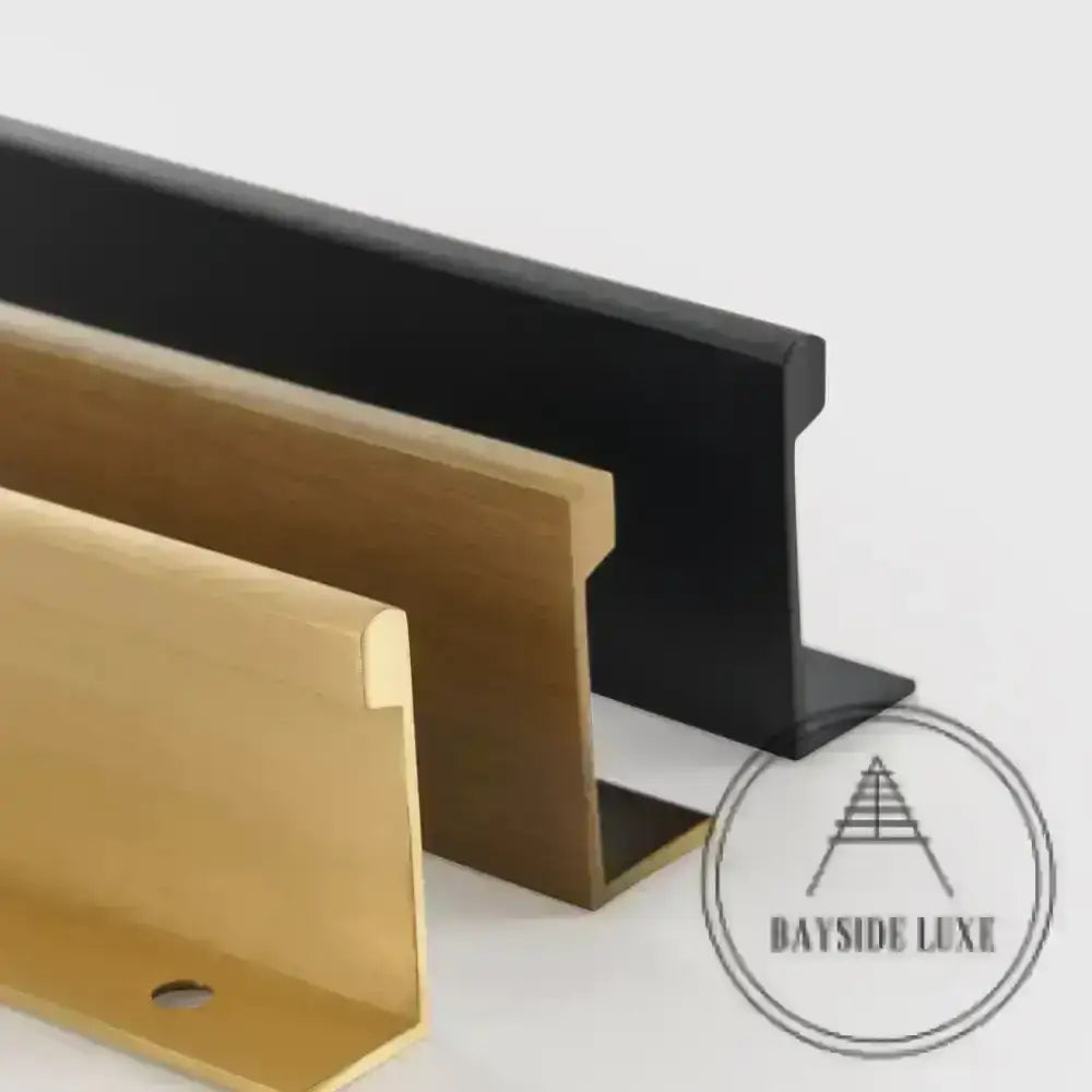 Cabinet Knobs & Handles Bayside Luxe - The Clovelly Solid Black Brass Lip Pull