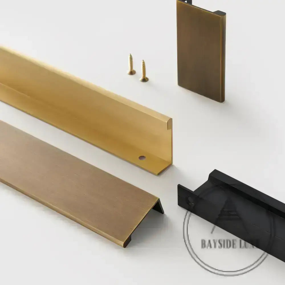 Cabinet Knobs & Handles Bayside Luxe - The Clovelly Solid Satin Brass Lip Pull