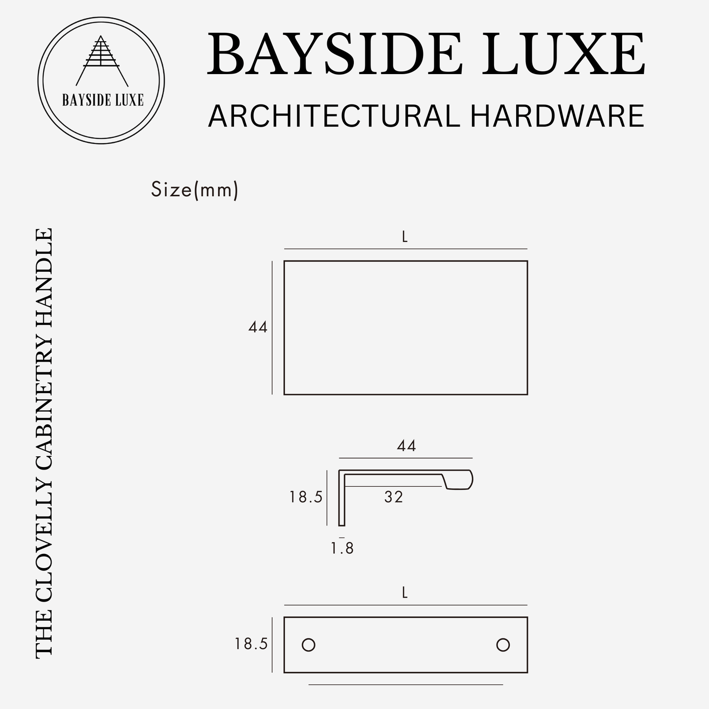 Cabinet Knobs & Handles Bayside Luxe - The Clovelly Solid Satin Brass Lip Pull