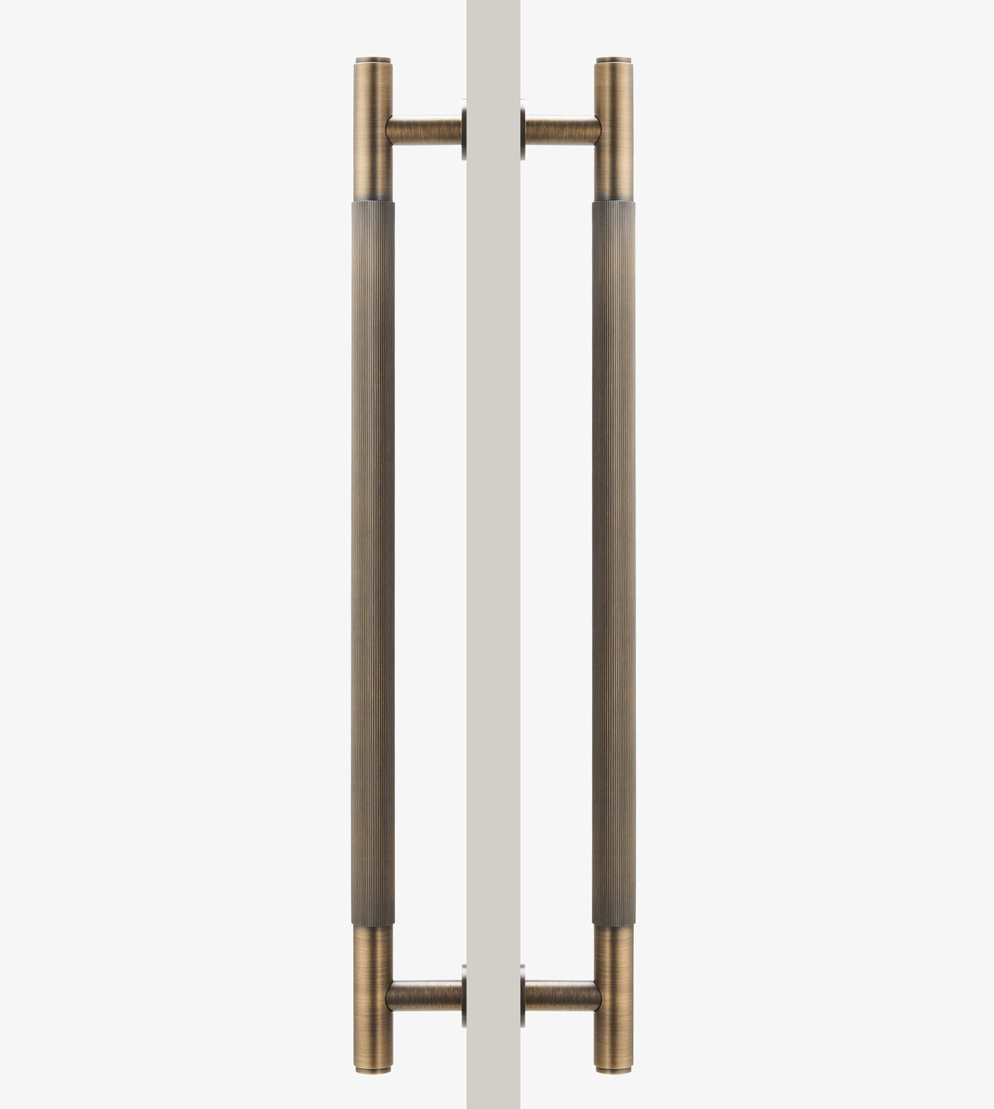 Cabinet Knobs & Handles Bayside Luxe - Toorak Linear Knurled Antique Brass Double Door Handle