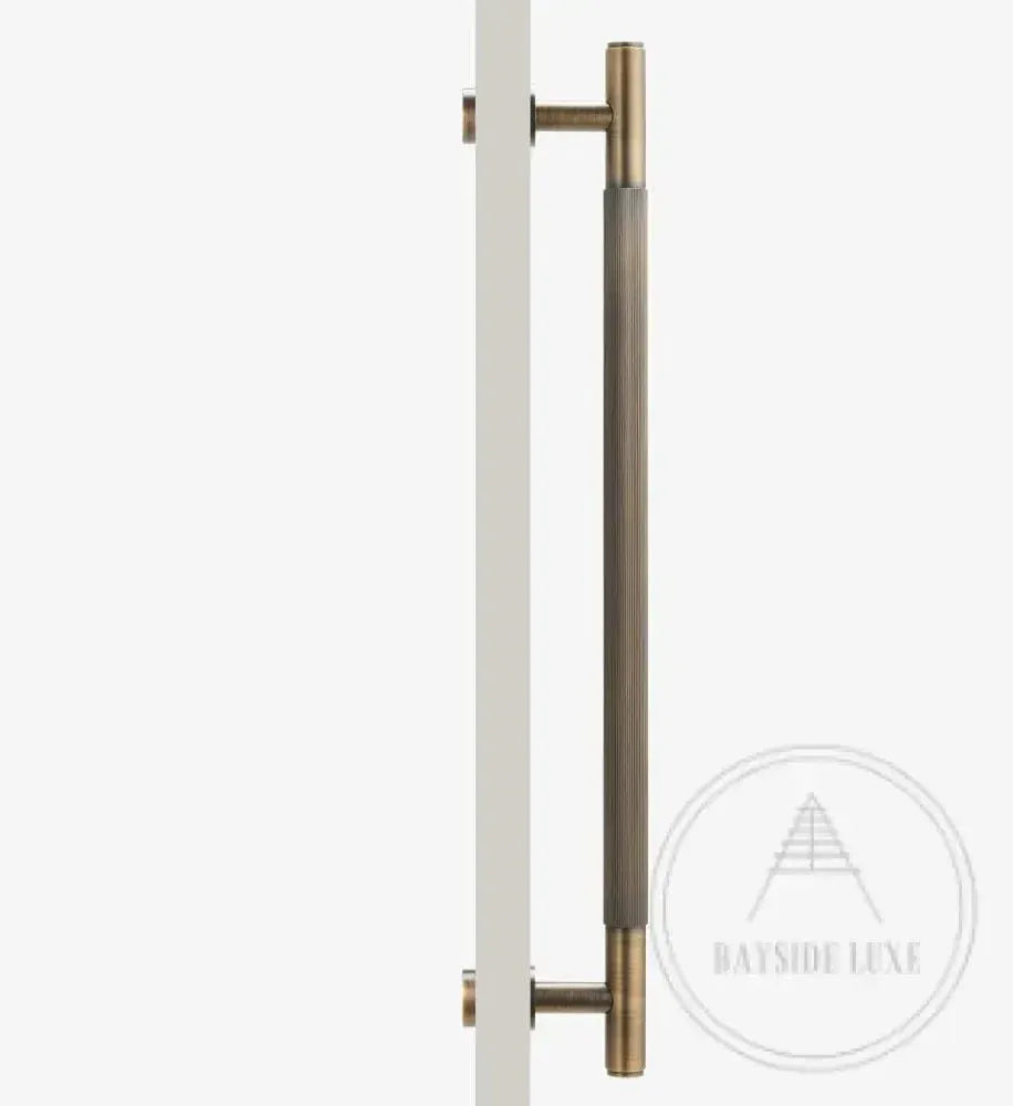 Cabinet Knobs & Handles Bayside Luxe - Toorak Linear Knurled Antique Brass Single Door Handle