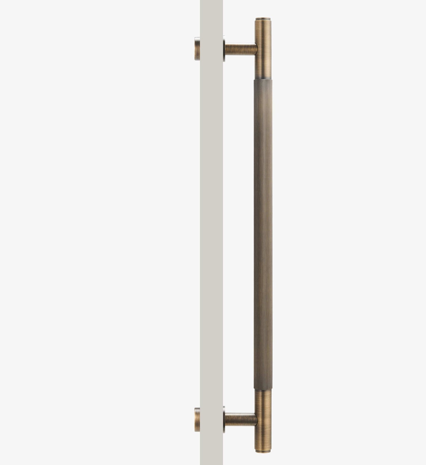 Cabinet Knobs & Handles Bayside Luxe - Toorak Linear Knurled Antique Brass Single Door Handle