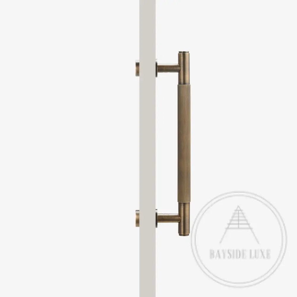 Cabinet Knobs & Handles Bayside Luxe - Toorak Linear Knurled Antique Brass Single Door Handle