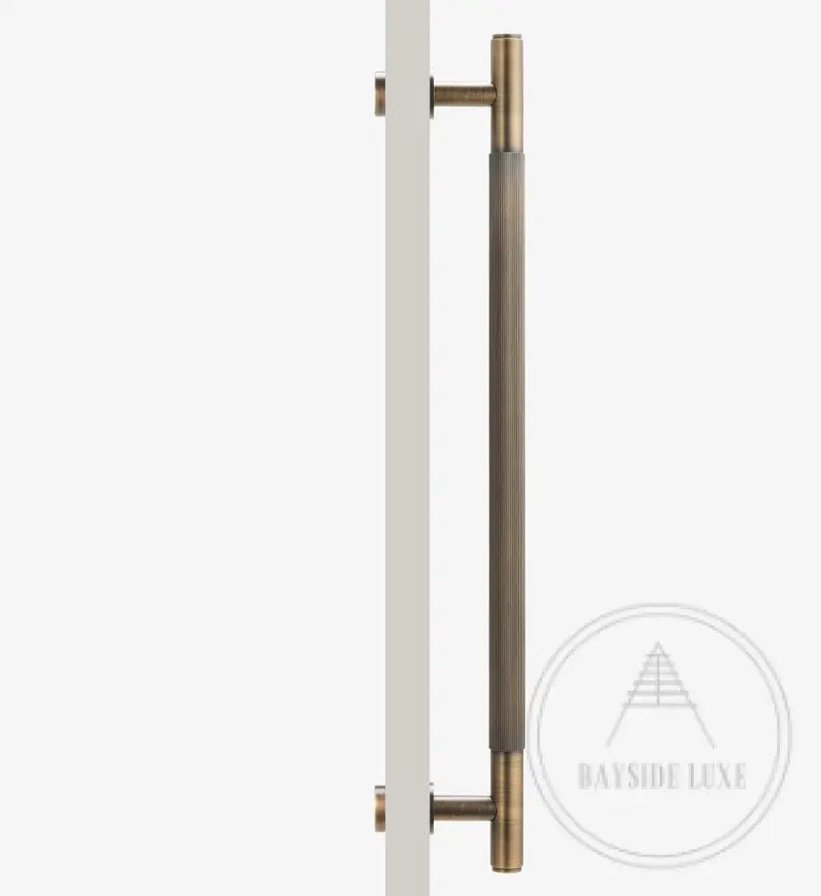 Cabinet Knobs & Handles Bayside Luxe - Toorak Linear Knurled Antique Brass Single Door Handle