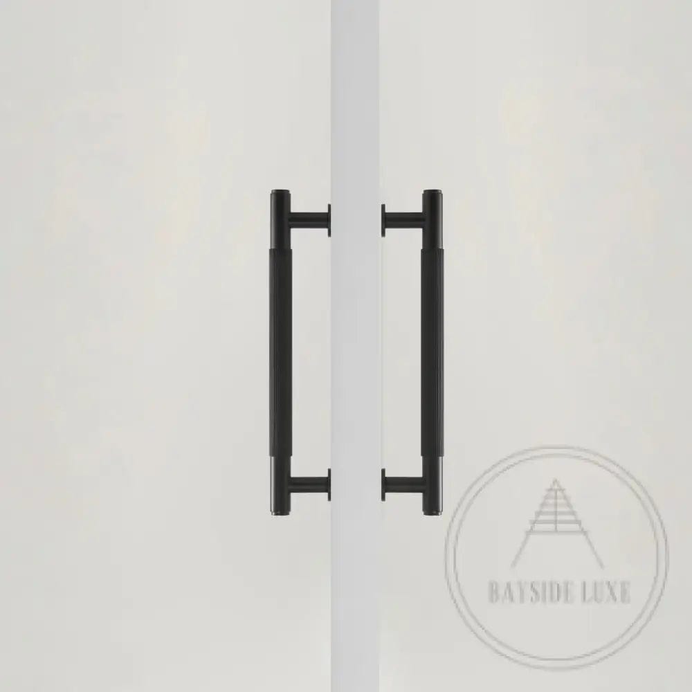 Cabinet Knobs & Handles Bayside Luxe - Toorak Linear Knurled Black Double Door Handle