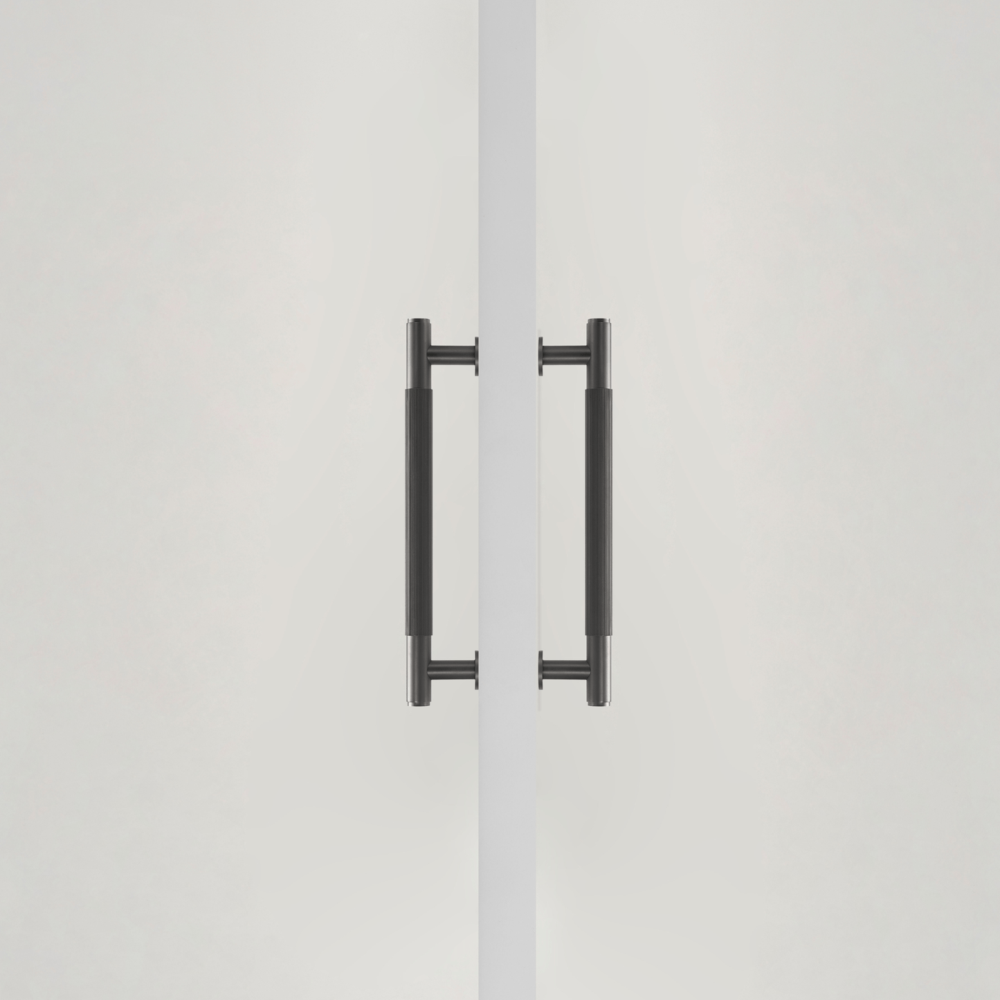 Cabinet Knobs & Handles Bayside Luxe - Toorak Linear Knurled Gunmetal Grey Double Door Handle