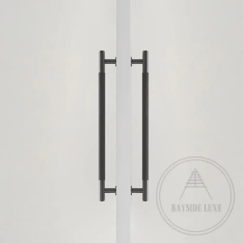 Cabinet Knobs & Handles Bayside Luxe - Toorak Linear Knurled Gunmetal Grey Double Door Handle