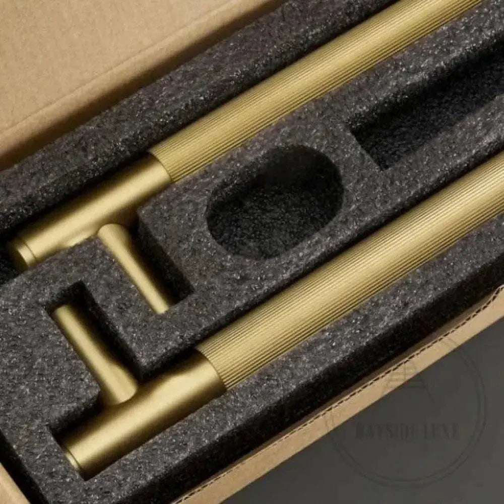 Cabinet Knobs & Handles Bayside Luxe - Toorak Linear Knurled Satin Brass Double Door Handle