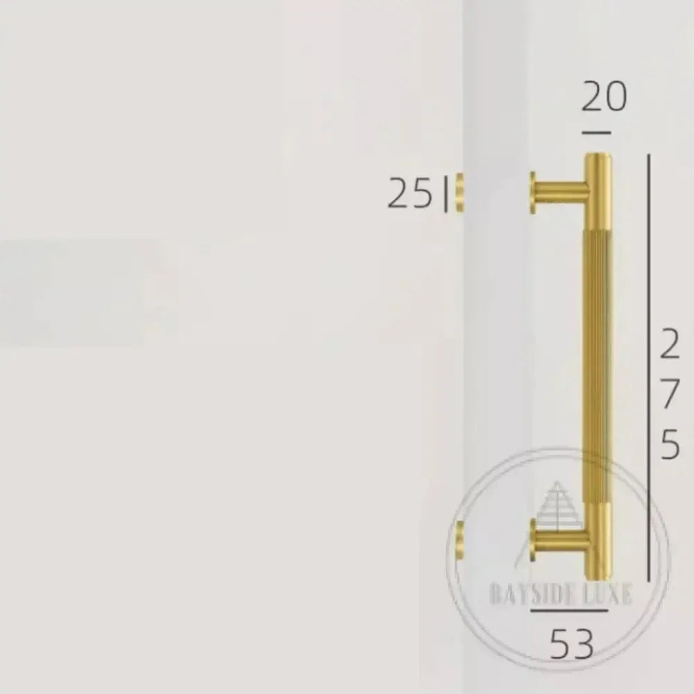 Cabinet Knobs & Handles Bayside Luxe - Toorak Linear Knurled Satin Brass Single Door Handle