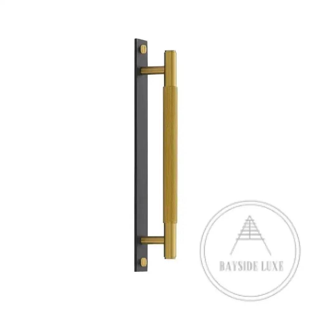 Cabinet Knobs & Handles Black and Brass / Solid Brass Luxe Doorware - Toorak Door Pull - Handle with Back Plate - Black and Brass
