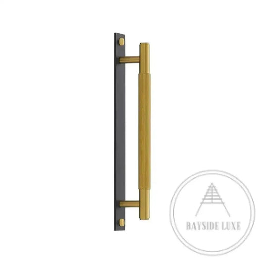 Cabinet Knobs & Handles Black and Brass / Solid Brass Luxe Doorware - Toorak Door Pull - Handle with Back Plate - Black and Brass