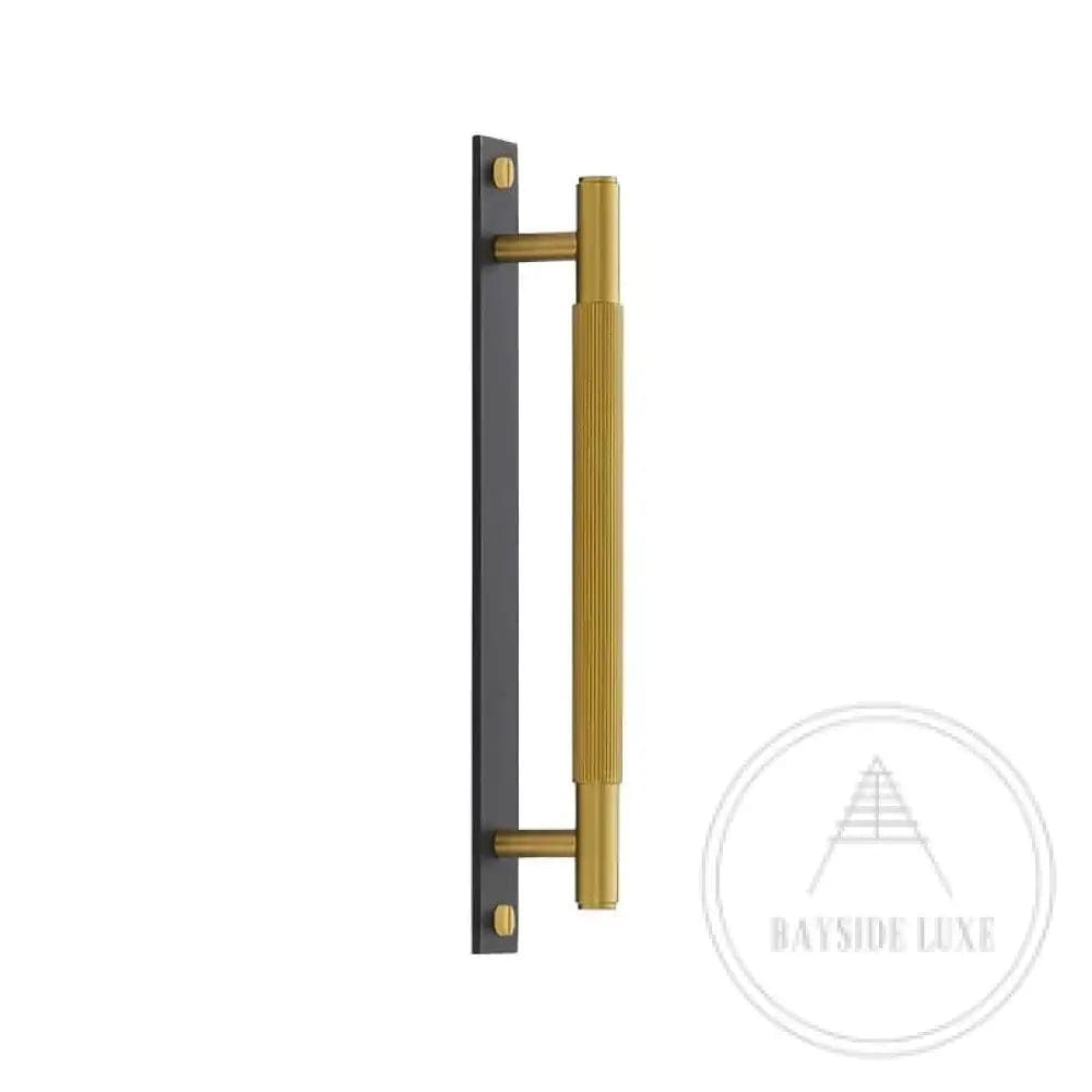 Cabinet Knobs & Handles Black and Brass / Solid Brass Luxe Doorware - Toorak Door Pull - Handle with Back Plate - Black and Brass