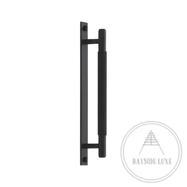 Cabinet Knobs & Handles Black / Solid Brass Luxe Doorware - Toorak Door Pull - Handle with Back Plate - Black