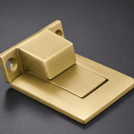 Cabinet Knobs & Handles Satin Brass / Solid Brass Luxe Doorware - Malvern Flush Magnetic Door Stop - Satin Brass