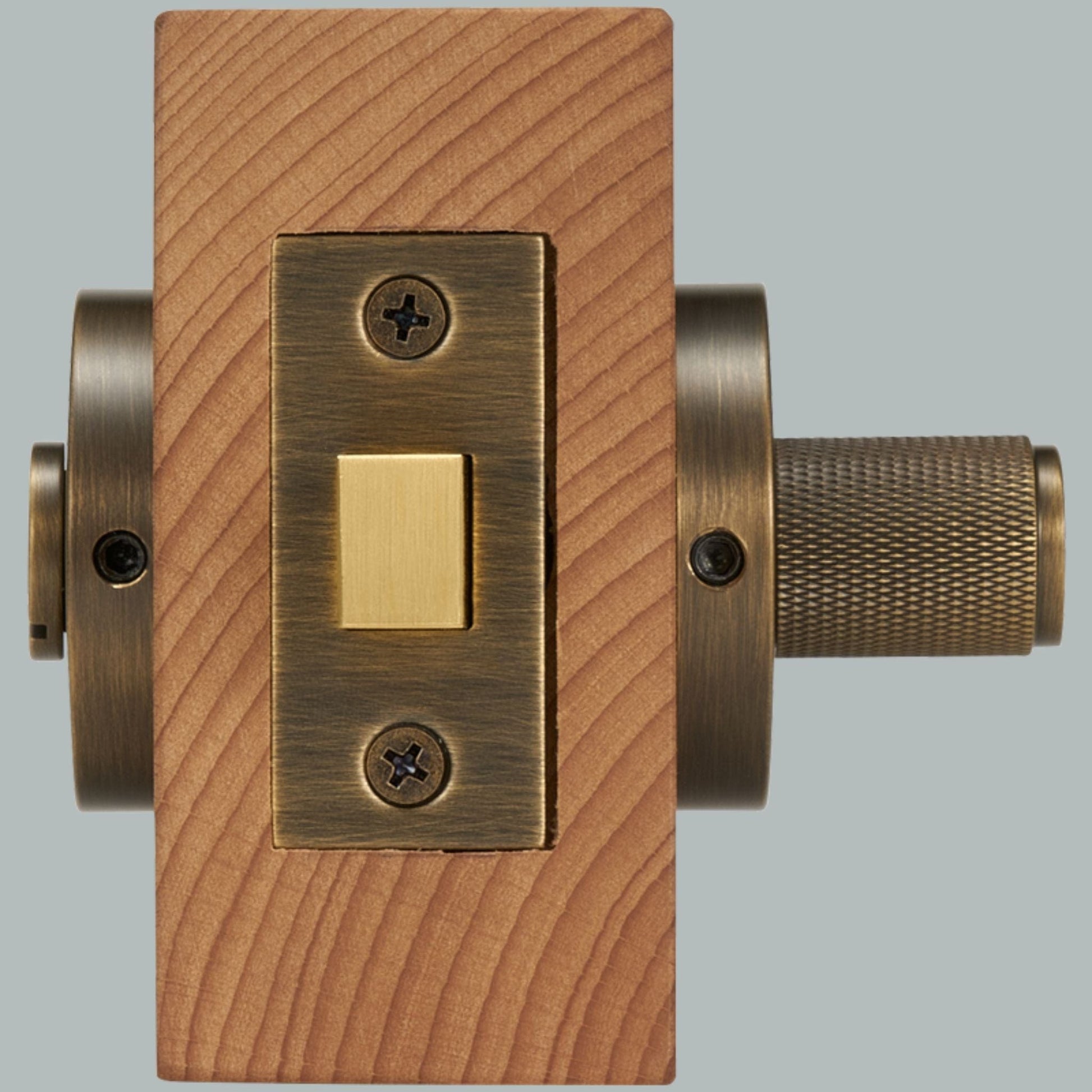 Door Handle Bayside Luxe - Antique Brass Cross Knurled Dead Bolt Thumb Turn Lock