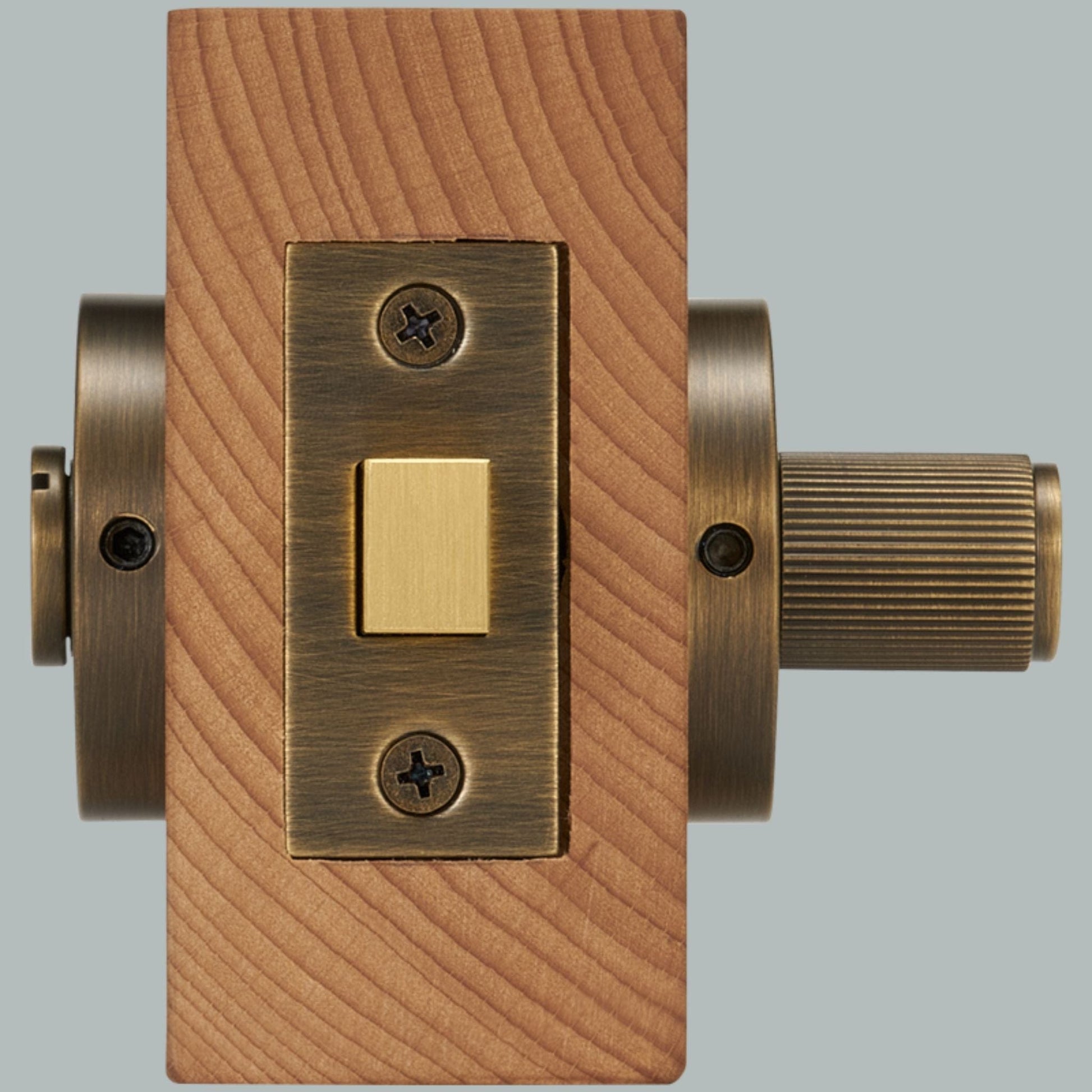 Door Handle Bayside Luxe - Antique Brass Linear Knurled Dead Bolt Thumb Turn Lock