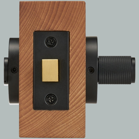 Door Handle Bayside Luxe - Black Brass Cross Knurled Dead Bolt Thumb Turn Lock