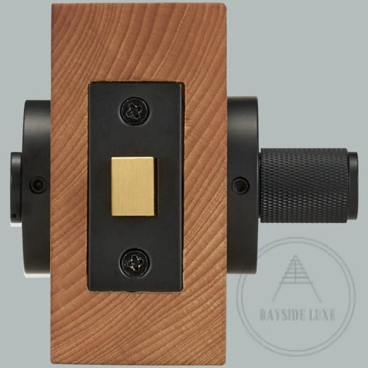 Door Handle Bayside Luxe - Black Brass Cross Knurled Dead Bolt Thumb Turn Lock