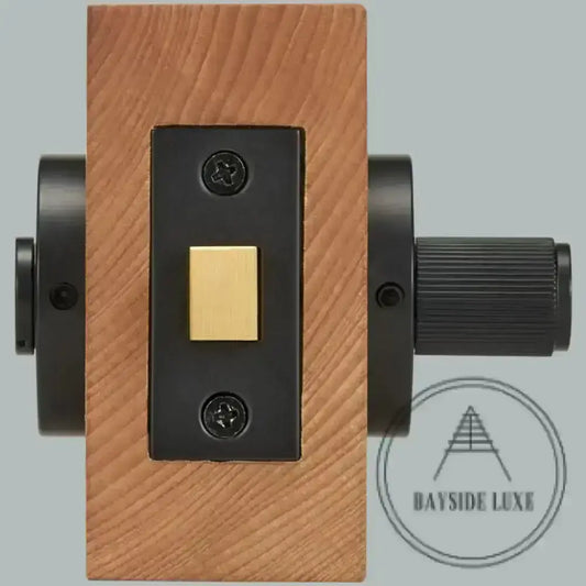 Door Handle Bayside Luxe - Black Brass Linear Knurled Dead Bolt Thumb Turn Lock