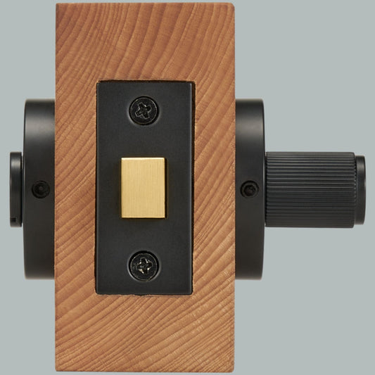 Door Handle Bayside Luxe - Black Brass Linear Knurled Dead Bolt Thumb Turn Lock