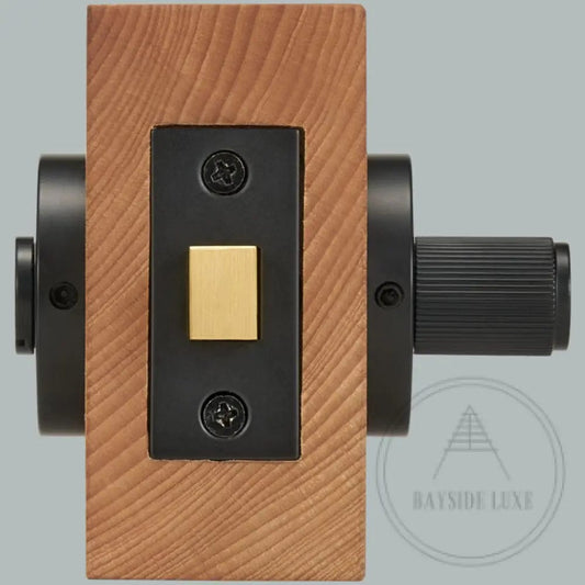 Door Handle Bayside Luxe - Black Brass Linear Knurled Dead Bolt Thumb Turn Lock