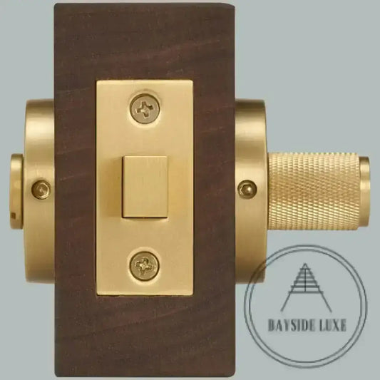 Door Handle Bayside Luxe - Satin Brass Cross Knurled Dead Bolt Thumb Turn Lock