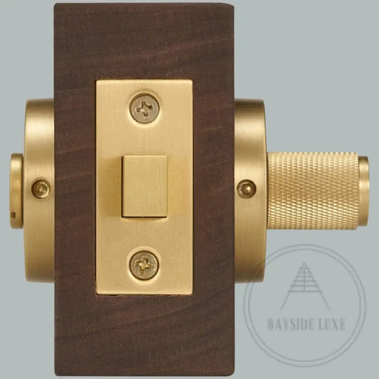 Door Handle Bayside Luxe - Satin Brass Cross Knurled Dead Bolt Thumb Turn Lock