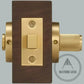Door Handle Bayside Luxe - Satin Brass Linear Knurled Dead Bolt Thumb Lock
