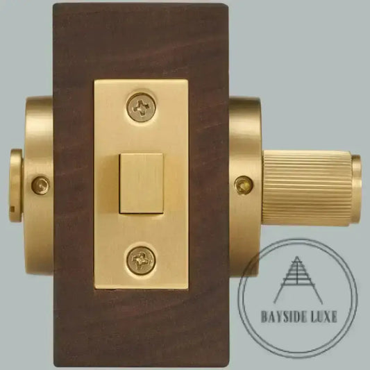 Door Handle Bayside Luxe - Satin Brass Linear Knurled Dead Bolt Thumb Lock