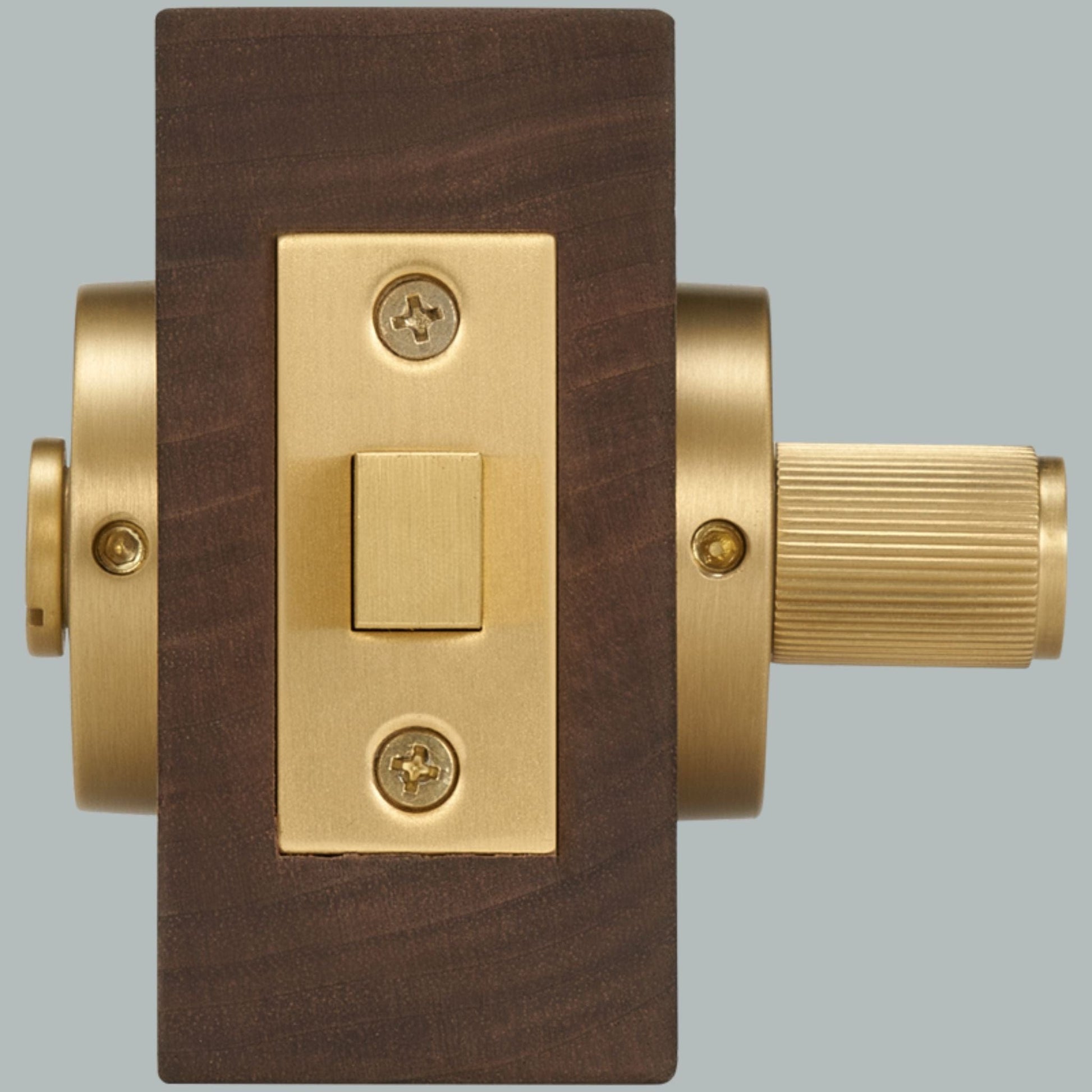 Door Handle Bayside Luxe - Satin Brass Linear Knurled Dead Bolt Thumb Lock