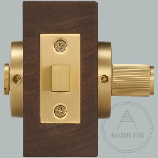 Door Handle Bayside Luxe - Satin Brass Linear Knurled Dead Bolt Thumb Lock